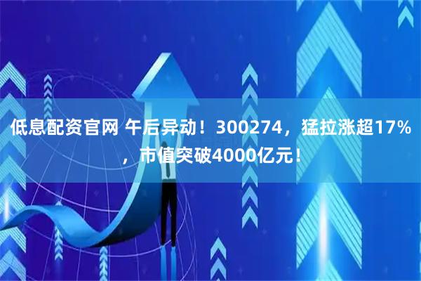 低息配资官网 午后异动！300274，猛拉涨超17%，市值突破4000亿元！