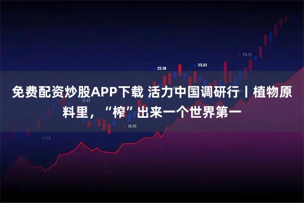 免费配资炒股APP下载 活力中国调研行丨植物原料里，“榨”出来一个世界第一